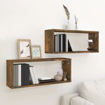 vidaXL Étagères murales cube 2 Pièces Chêne fumé 60x15x23 cm Bois