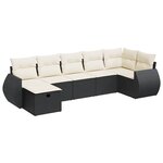 vidaXL Salon de jardin 7 Pièces avec coussins noir résine tressée