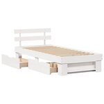 vidaXL Cadre de lit avec tiroir Blanc 90 x 200 cm Bois massif en pin