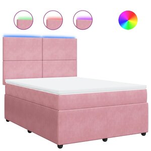 vidaXL Sommier à lattes de lit avec matelas Rose 160x200 cm Velours