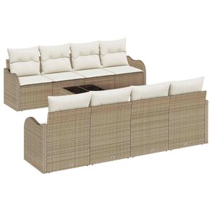 vidaXL Ensemble de canapé de jardin avec coussin 9 Pièces Beige et crème