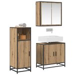 vidaXL Ensemble de mobilier de salle de bain 3 Pièces Chêne artisanal