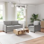 vidaXL Ensemble de Canapés 2 Pièces Gris clair Velours