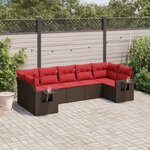 vidaXL Salon de jardin avec coussins 7 Pièces marron résine tressée