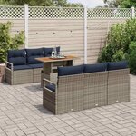 vidaXL Ensemble de canapé de jardin 7 Pièces gris et bleu marine