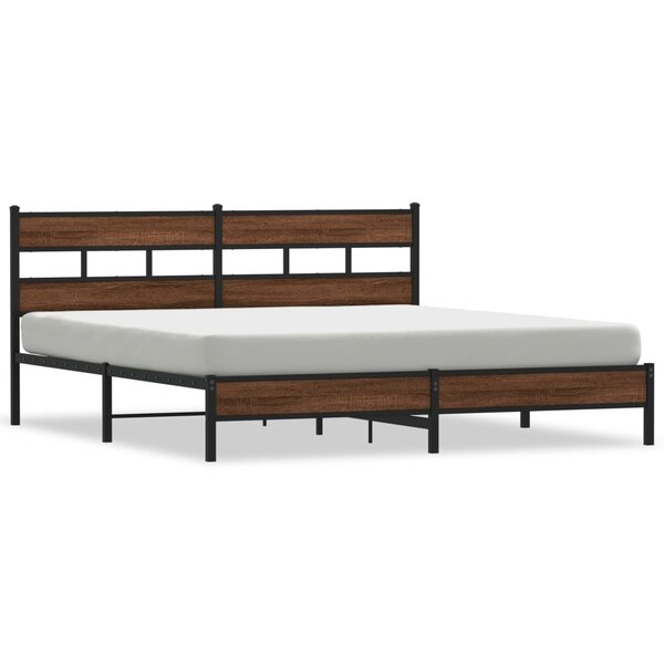 vidaXL Cadre de lit en métal sans matelas chêne marron 180x200 cm