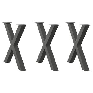 vidaXL Pieds de table à manger en forme de X 3 pièces Anthracite 80 x (72-73) cm Acier