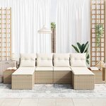 vidaXL Ensemble de canapé de jardin 6 Pièces Beige et crème Poly Rattan