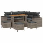 vidaXL Ensemble de canapé de jardin 9 Pièces Gris polyrotin