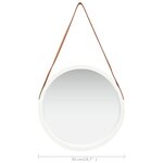 vidaXL Miroir mural avec sangle 50 cm Blanc