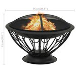 vidaXL Foyer avec tisonnier 75 cm XXL Acier