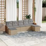 vidaXL Salon de jardin avec coussins 7 Pièces beige résine tressée