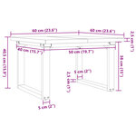 vidaXL Table basse cadre en O 60x60x40 5cm bois de pin massif et acier