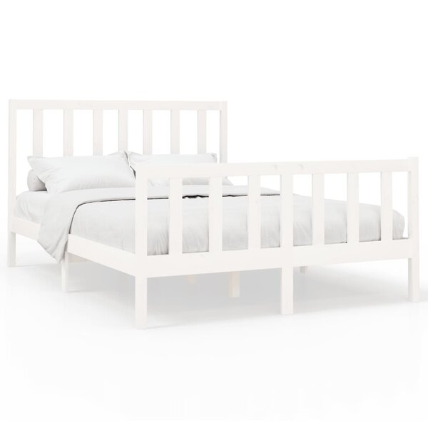 vidaXL Cadre de lit sans matelas blanc 140x190 cm bois de pin massif