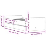 vidaXL Cadre de lit avec tiroirs chêne fumé 100x200 cm