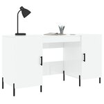Bureau table poste de travail meuble d'ordinateur informatique étude brillant 140 x 50 x 75 cm bois d'ingénierie blanc 02_0023539