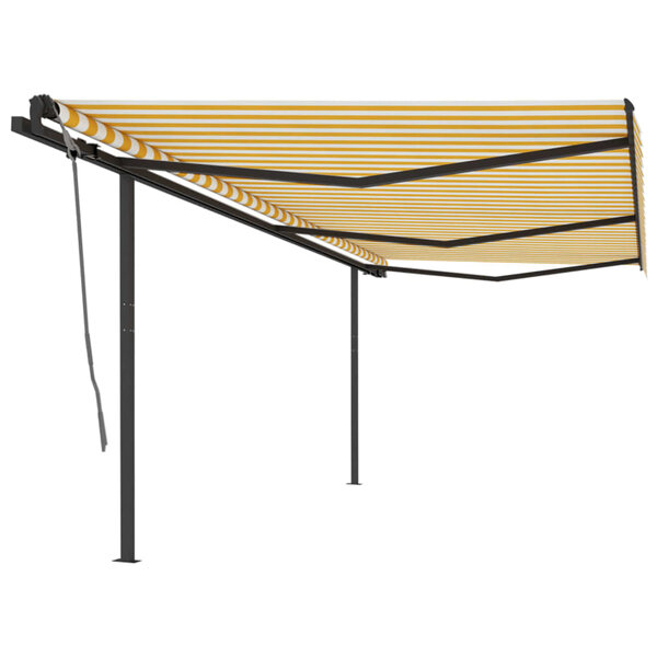 vidaXL Auvent manuel rétractable avec poteaux 6x3 m Jaune et blanc