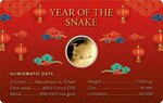 Pièce de monnaie en Or 3000 Francs g 0.031 (1/1000 oz) Millésime 2025 Gold Gift YEAR OF THE SNAKE 1/1000