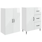vidaXL Ensemble de Meubles 2 Pièces Blanc brillant 66 x 34 5 x 89 5 cm