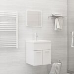 vidaXL Ensemble de meubles de salle de bain Blanc brillant Aggloméré