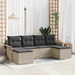 vidaXL Ensemble de canapé de jardin 6 Pièces Gris clair Poly rotin