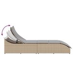 VidaXL Chaise longue pliante coussin et rangement beige résine tressée