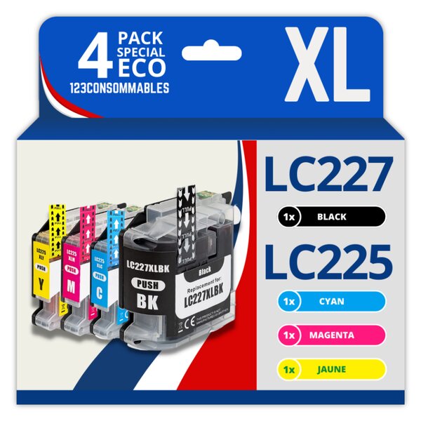 Pack 4 cartouche compatible BROTHER LC227XL LC225XL