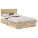 vidaXL Lit de Rangement Chêne Sonoma 120 x 200 cm Bois d'ingénierie