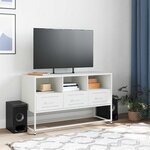 vidaXL Meuble TV blanc 100 5x39x60 5 cm acier