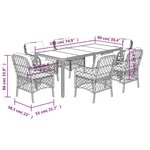 vidaXL Ensemble à manger de jardin coussins 7Pièces Noir Résine tressée