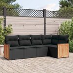 vidaXL Salon de jardin 5 Pièces avec coussins noir résine tressée