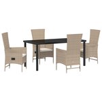 vidaXL Ensemble de salle à manger de jardin 5 pièces avec coussins Beige Poly Rattan