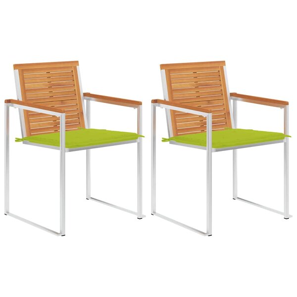 vidaXL Chaises de jardin avec coussins lot de 2 Acacia solide et acier