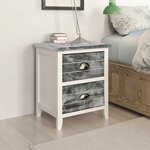 vidaXL Table de chevet 2 Pièces avec 2 tiroirs Gris et blanc