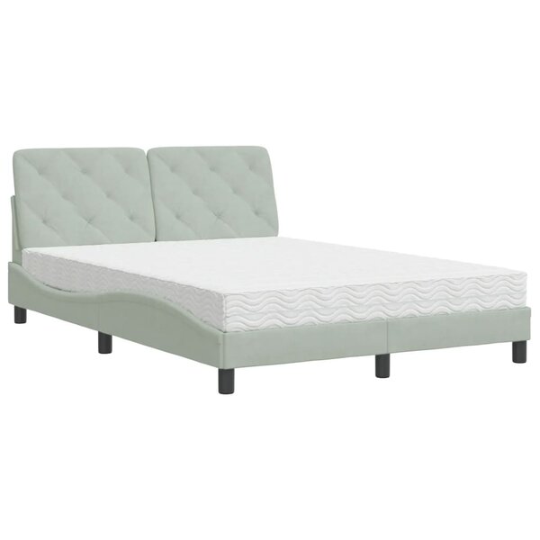 vidaXL Lit avec matelas gris clair 140x190 cm velours