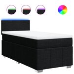 vidaXL Sommier à lattes de lit avec matelas Noir 90x200 cm Tissu