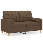 vidaXL Canapé 2 places avec oreillers décoratifs marron 120 cm tissu