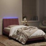 vidaXL Cadre de lit avec lumières LED rose 90x190 cm velours