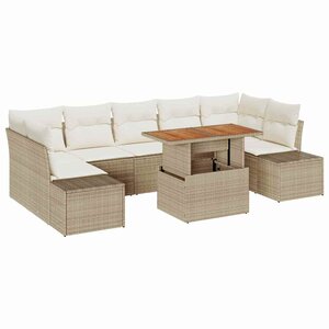 vidaXL Ensemble de canapé de jardin 8 Pièces Beige Poly rotin