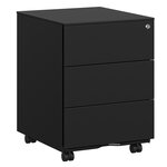 Caisson armoire de bureau mobile verrouillable avec 3 tiroirs rangement de documents papeterie préassemblé pour bureau bureau à domicile 39 x 45 x 55 cm noir mat 12_0004819