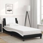vidaXL Cadre de lit sans matelas Zadar noir et blanc 90x200 cm similicuir