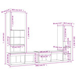 vidaXL Unités murales TV avec LED 4 Pièces gris béton bois d'ingénierie