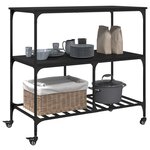 vidaXL Chariot de cuisine noir 100x50x95 cm bois d'ingénierie