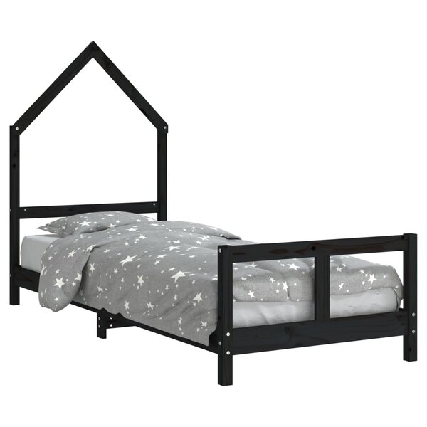 vidaXL Cadre de lit pour enfants noir 80x200 cm bois de pin massif