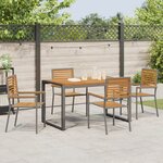 Ensemble de Salle à Manger de Jardin vidaXL 5 Pièces Gris Poly Rattan Acacia