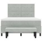 vidaXL Lit à Sommier à Ressorts avec Matelas & Banc Gris Clair 140x200 cm Velours