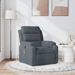 vidaXL Fauteuil de massage inclinable gris foncé velours