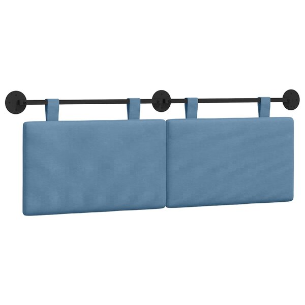 vidaXL Tête de lit suspendue Bleu Tissu en velours côtelé