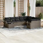 vidaXL Salon de jardin avec coussins 10 Pièces gris résine tressée