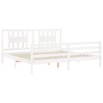 vidaXL Cadre de lit avec tête de lit blanc Super King Size bois massif
